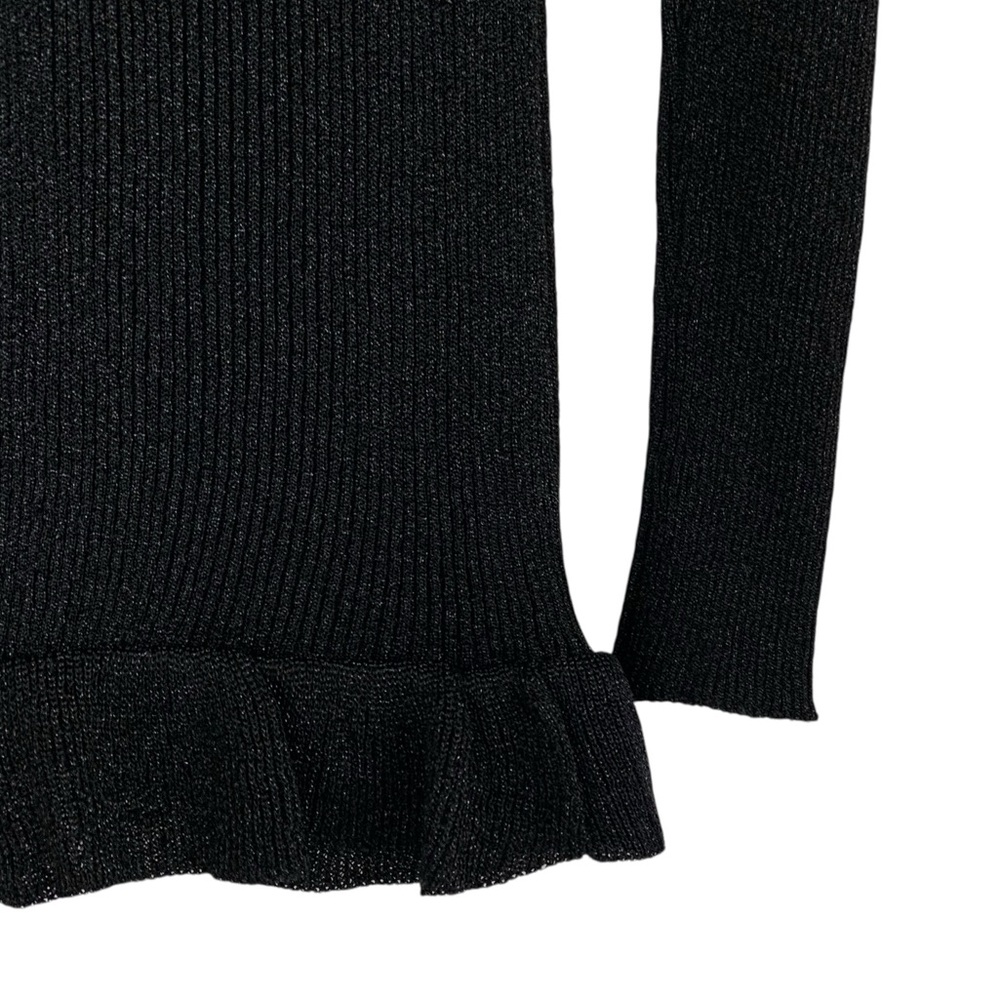 Vintage Yves Saint Laurent Black Metallic Ruffled Lapel Cardigan- Rare Find - Picture 8 of 11